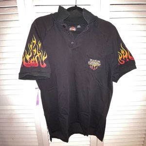Vtg Harley Davidson flames Polo